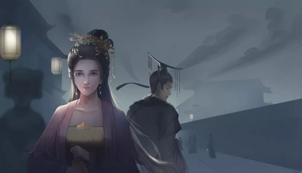 七夕古风情侣插画|  天阶夜色凉如水，坐看牵牛织女星。