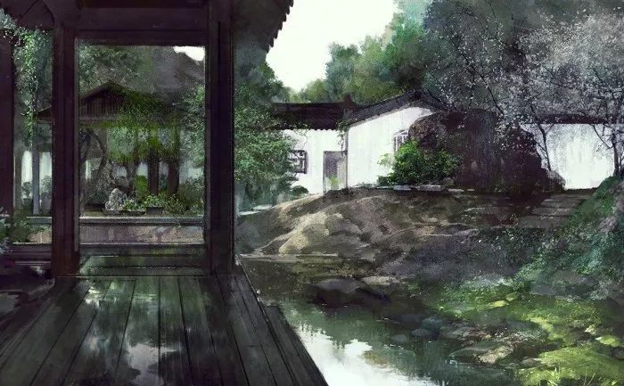 古风风景建筑插画